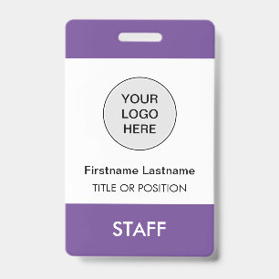 Purple Company Logo Employee Name Badge ID Badge
