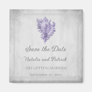Purple Conch Shell Save the Date Magnet