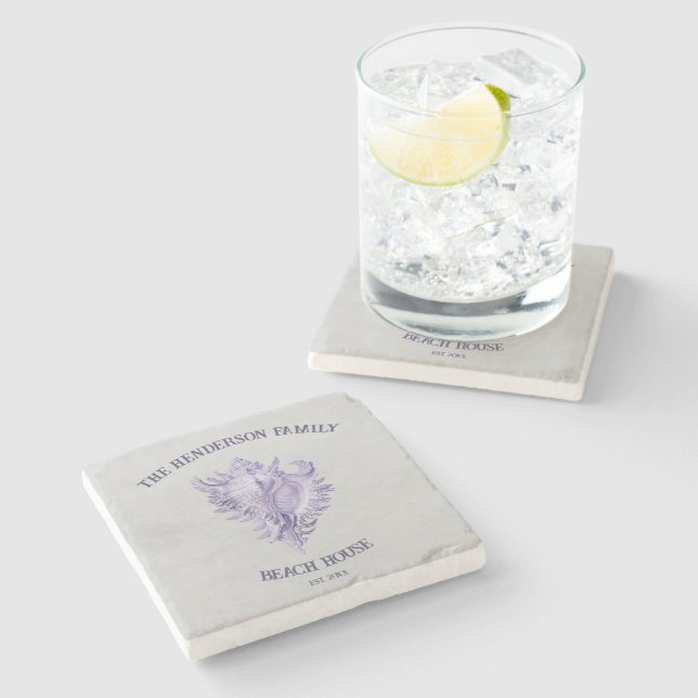 Purple Conch Shell Stone Coaster (Side)