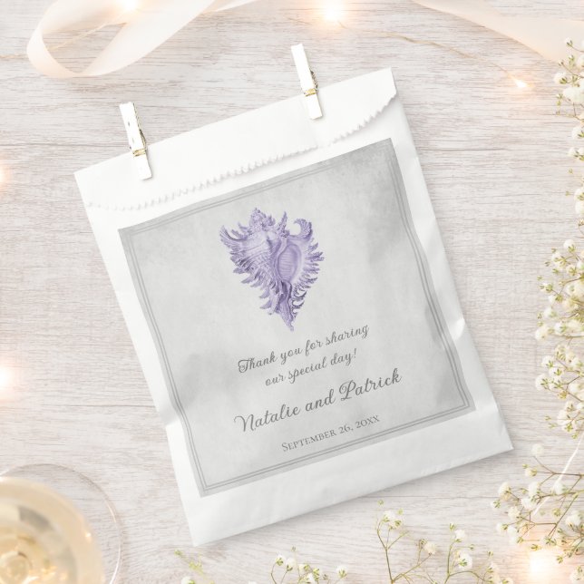 Purple Conch Shell Wedding Favour Bags (Clipped)