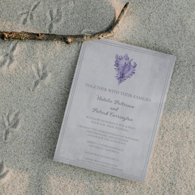 Purple Conch Shell Wedding Invitation (Purple Conch Shell Wedding Invitation)