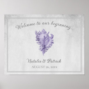 Purple Conch Shell Wedding Poster