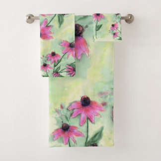 Purple Cone Flower Bath Towel Set