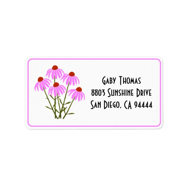 Purple Cone flowers Address Labels (Front)