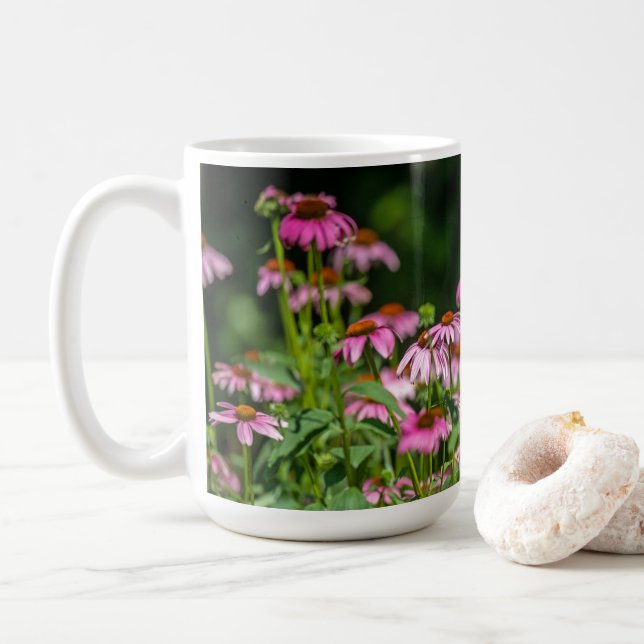 Purple Coneflower Garden Coffee Mug (With Donut)