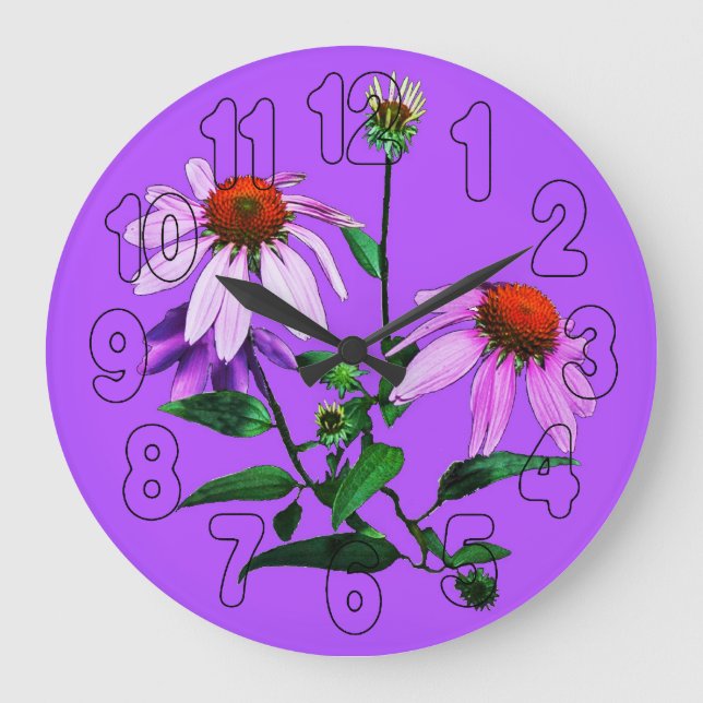 Purple Coneflower On Purple Clock (Front)