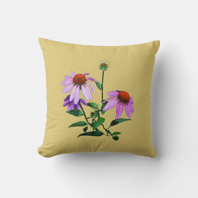 Purple Coneflower On Yellow Cushion (Front)
