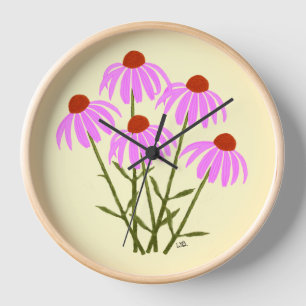 Purple Coneflowers Clock