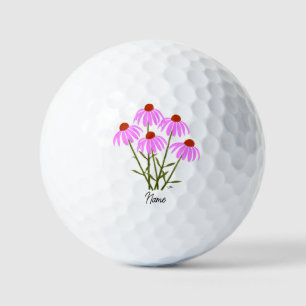 Purple Coneflowers Golf Balls With Text