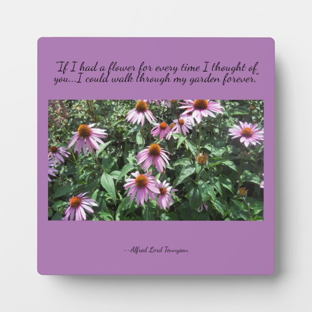 Purple Coneflowers Thoughts of You Tabletop Plaque (Front)