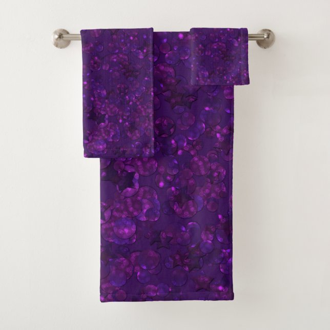 Purple confetti bath towel set (Insitu)
