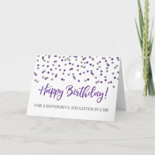 Purple Confetti Daughter in Law Birthday Card