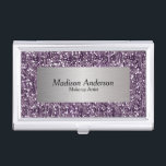 Purple Confetti Glitter Print | DIY Name Business Card Holder<br><div class="desc">Professional and Elegant Business Card Holders in a beautiful purple confetti faux glitter print and silver label. ✔NOTE: ONLY CHANGE THE TEMPLATE AREAS NEEDED! 😀 If needed, you can remove the text and start fresh adding whatever text and font you like. 📌If you need further customisation, please click the "Click...</div>