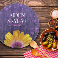 Purple Confetti Gold African Daisy Wedding