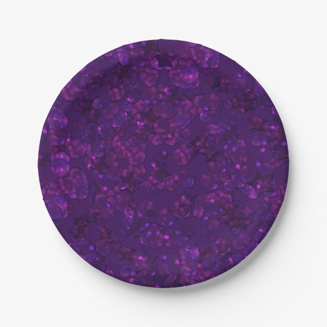 Purple confetti paper plate (Front)