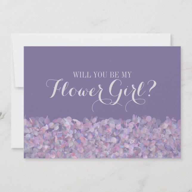 Purple Confetti Will You Be My Flower Girl Invitation (Front)