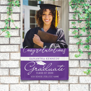 Purple Congrats 2026 Graduate Photo Graduation Banner