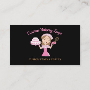 Purple Cooker Woman Bakery Cake Business Card