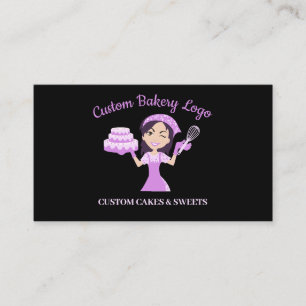 Purple Cooker Woman Pastry Chef Bakery Cake Business Card