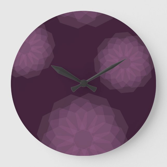 Purple, cool, trendy modern simple floral abstract large clock (Front)