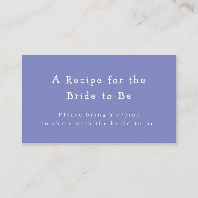 Purple Coordinate Bridal Shower Recipe Request Enclosure Card (Front)