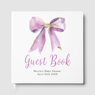 Purple Coquette Bow Baby Shower Guest Book