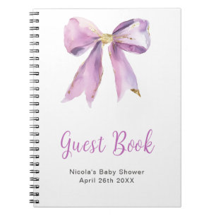 Purple Coquette Bow Baby Shower Guest Book