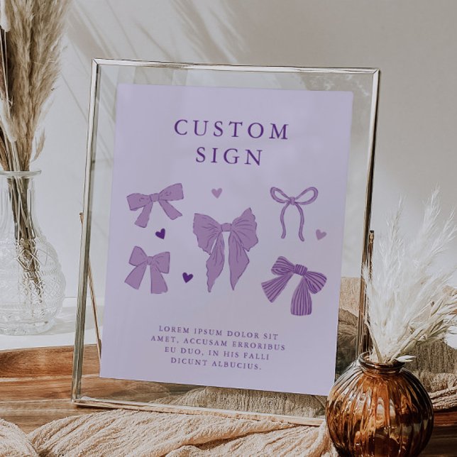 Purple Coquette Bow Birthday Party Custom Sign (Creator Uploaded)