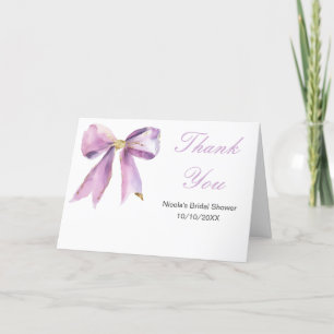Purple Coquette Bow Bridal Shower Thank You Card