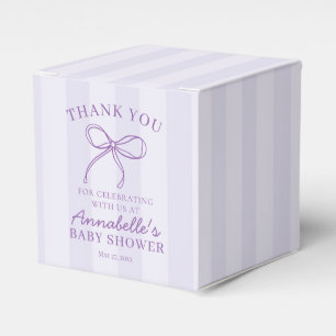 Purple Coquette Bow Pastel Baby Shower Dessert Favour Box