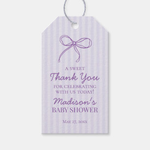 Purple Coquette Bow Pastel Baby Shower Favour Gift Tags