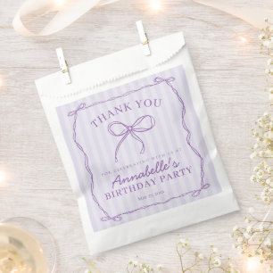 Purple Coquette Bow Pastel Birthday Party Dessert Favour Bags