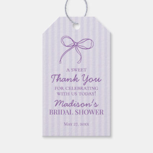 Purple Coquette Bow Pastel Bridal Shower Favour Gift Tags