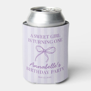 Purple Coquette Bow Pastel Lavender Birthday Favor Can Cooler