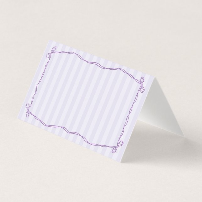 Purple Coquette Bow Pastel Place Card Table Decor (Front)