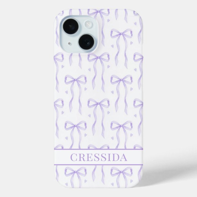 Purple Coquette Bows Monogrammed Case-Mate iPhone Case (Back)