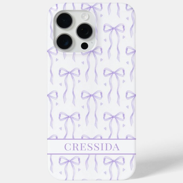 Purple Coquette Bows Monogrammed Case-Mate iPhone Case (Back)