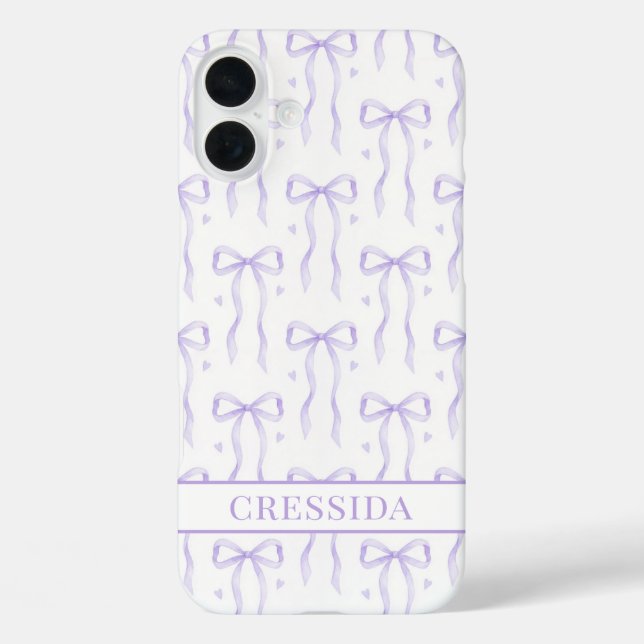 Purple Coquette Bows Monogrammed Case-Mate iPhone Case (Back)