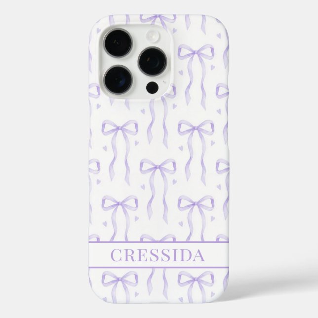 Purple Coquette Bows Monogrammed Case-Mate iPhone Case (Back)
