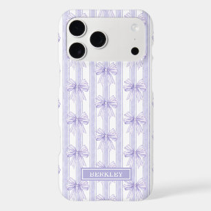 Purple Coquette Bows on Stripes Monogrammed