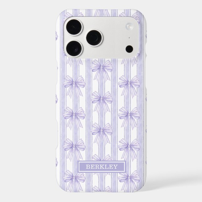 Purple Coquette Bows on Stripes Monogrammed (Back)