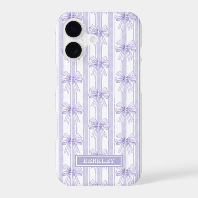 Purple Coquette Bows on Stripes Monogrammed (Back)