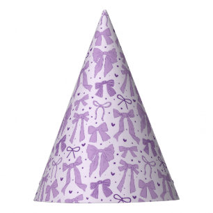 Purple Coquette Bows Pattern Birthday Party Hat