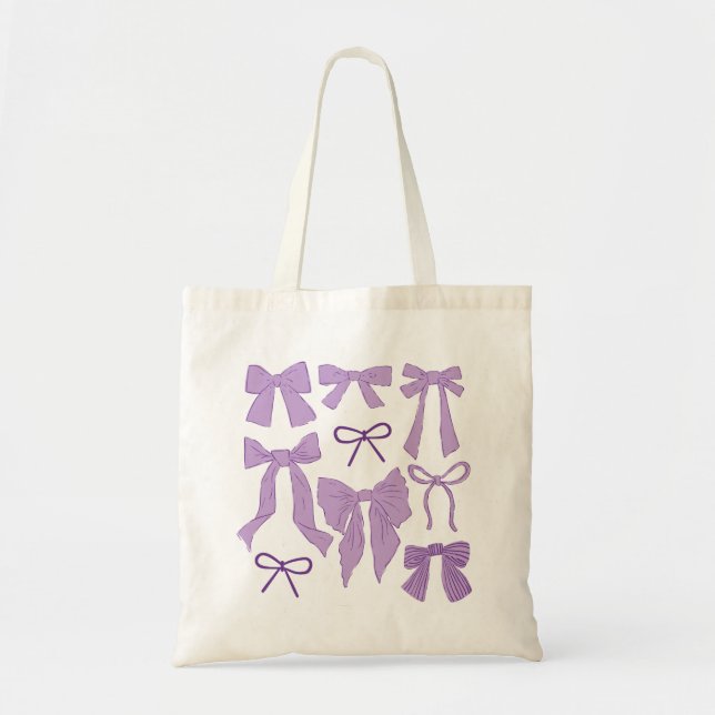 Purple Coquette Girly Bows Tote Bag (Front)