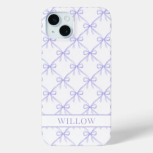 Purple Coquette Watercolor Bows iPhone 15 Mini Case