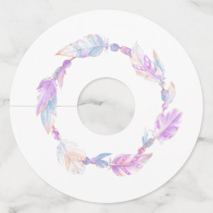 Purple coral feathers and beads wine glass tag