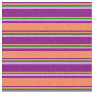 Purple, Coral, Green, and Violet Stripes Fabric