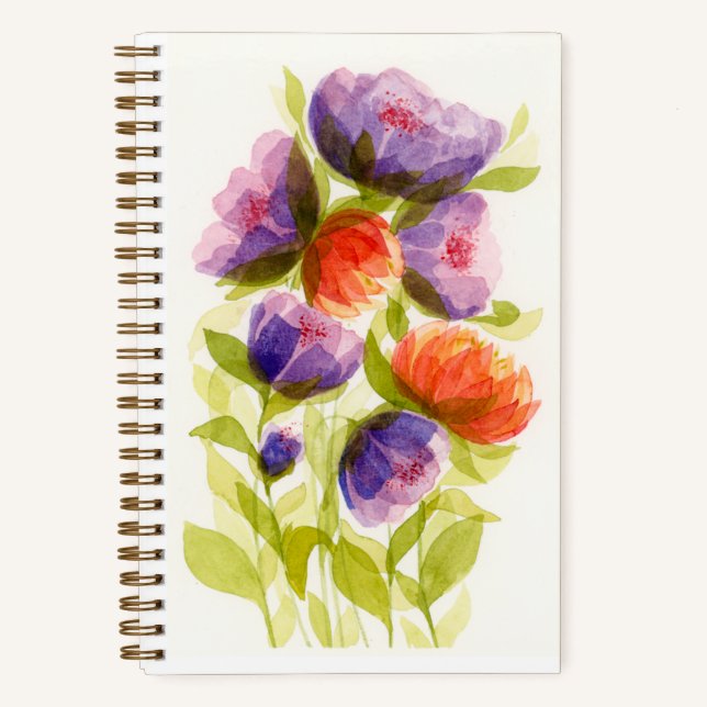 Purple Coral Watercolor Botanicals Notebook (Front)