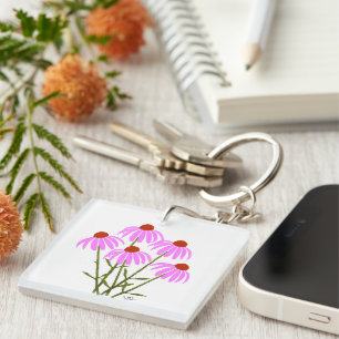 Purple Cornflowers Key Ring