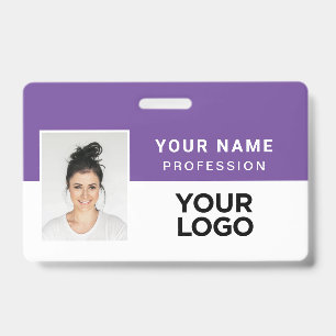 Purple Corporate Employee Photo Name Tag ID Badge